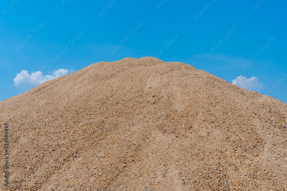 Sand dunes on blue sky background