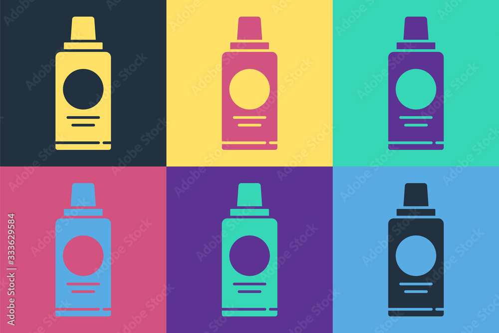 Pop art Bottle of shampoo icon isolated on color background. Vector Illustration