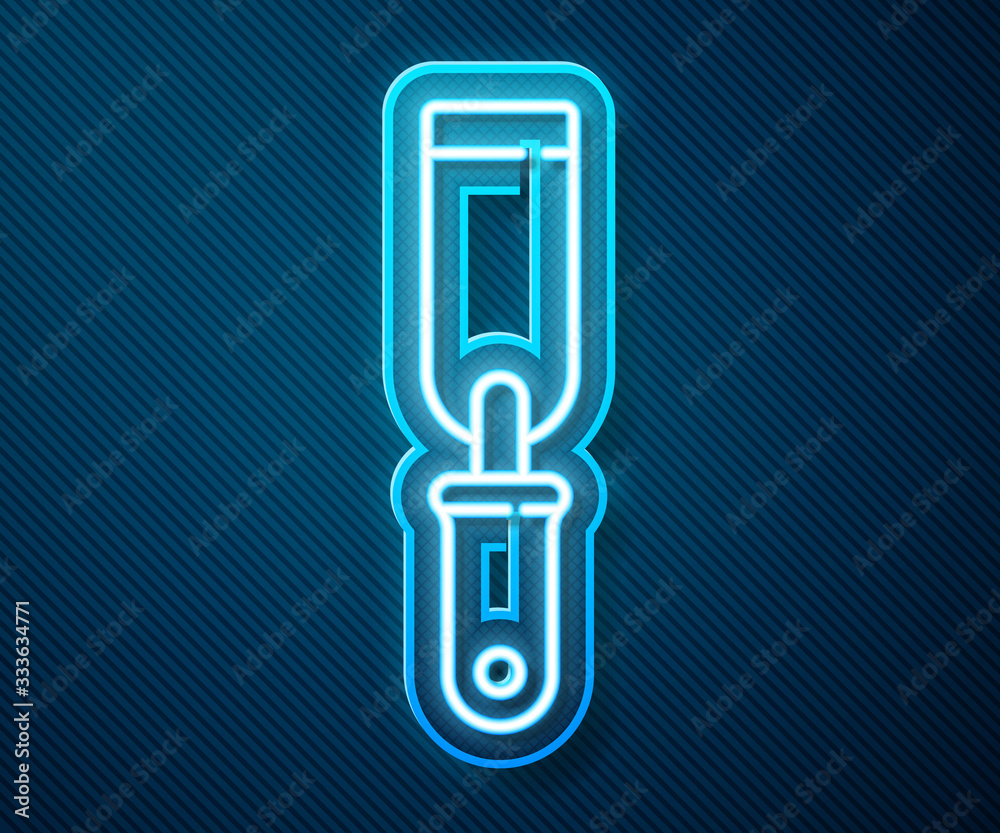 Glowing neon line Rasp metal file icon isolated on blue background. Rasp for working with wood and m