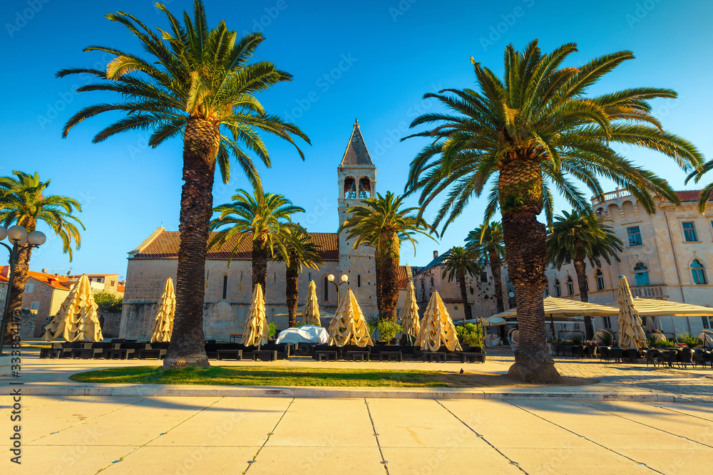 Cute street cafe in the town square, Trogir, Dalmatia, Croatia