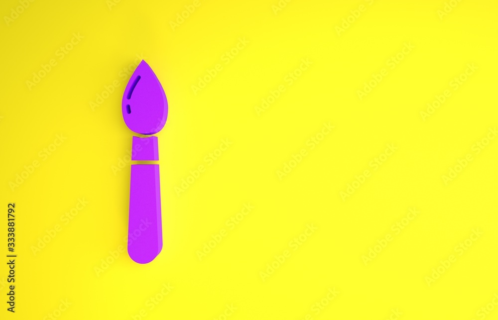 Purple Paint brush icon isolated on yellow background. Minimalism concept. 3d illustration 3D render