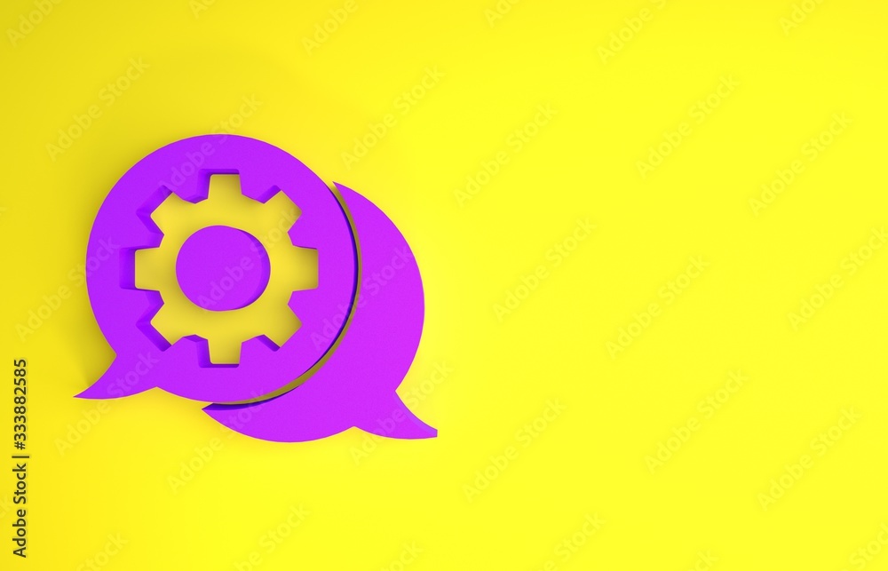 Purple Speech bubble chat icon isolated on yellow background. Message icon. Communication or comment