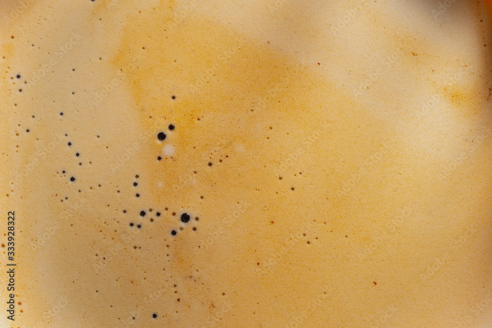 foam crema coffee texture macro background on hot coffee, Close-up top view