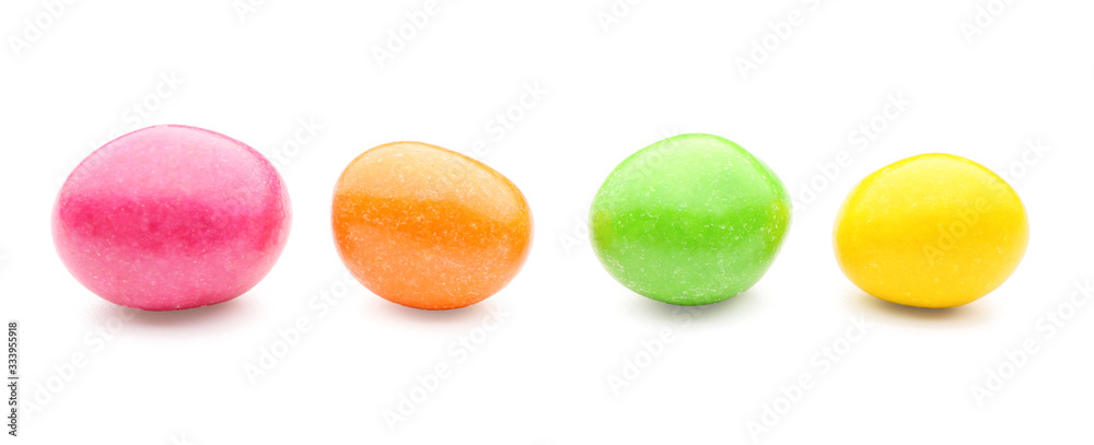 Sweet candies on white background