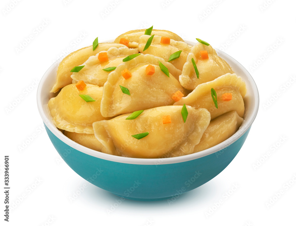 饺子，俄罗斯vareniki，白底隔离的pelmeni