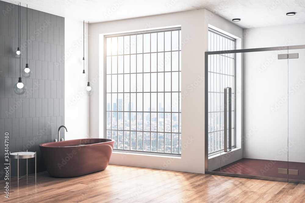 Modern bathroom with decorative objects