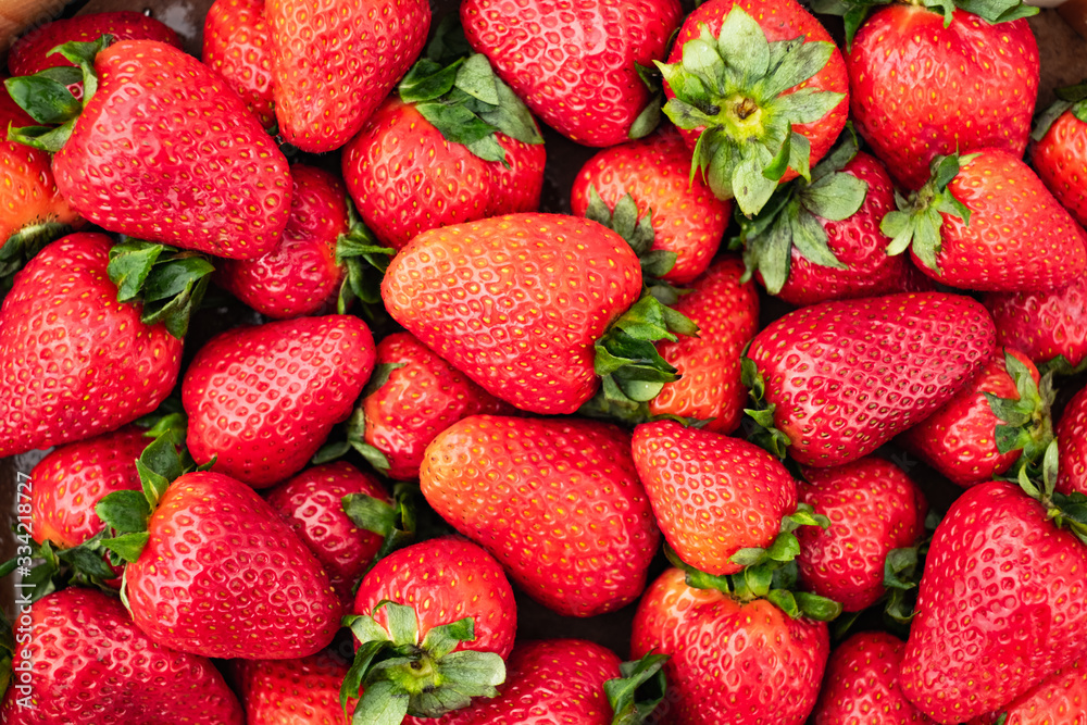 Sweet ripe strawberry closeup. Food photography