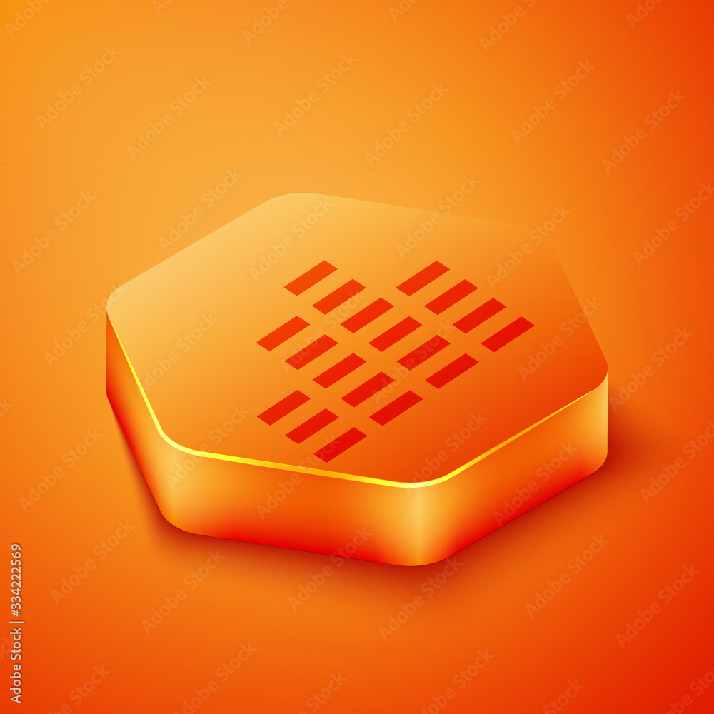 Isometric Music equalizer icon isolated on orange background. Sound wave. Audio digital equalizer te