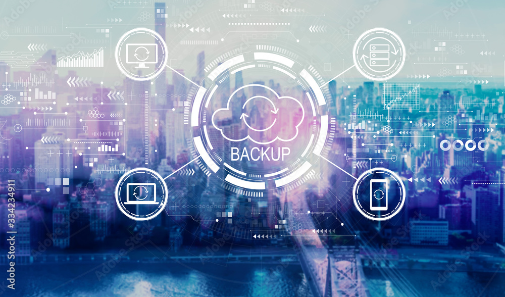 Backup concept with the New York City skyline near midtown