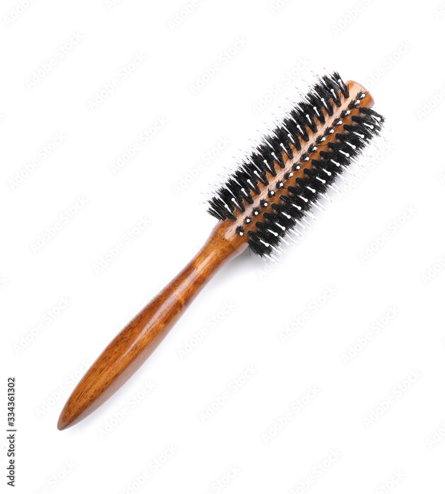 Hair brush on white background