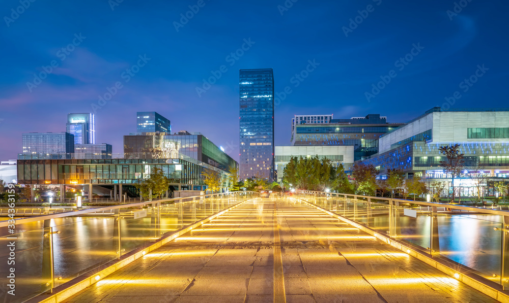 Skyline of urban architectural landscape in Ningbo business district..