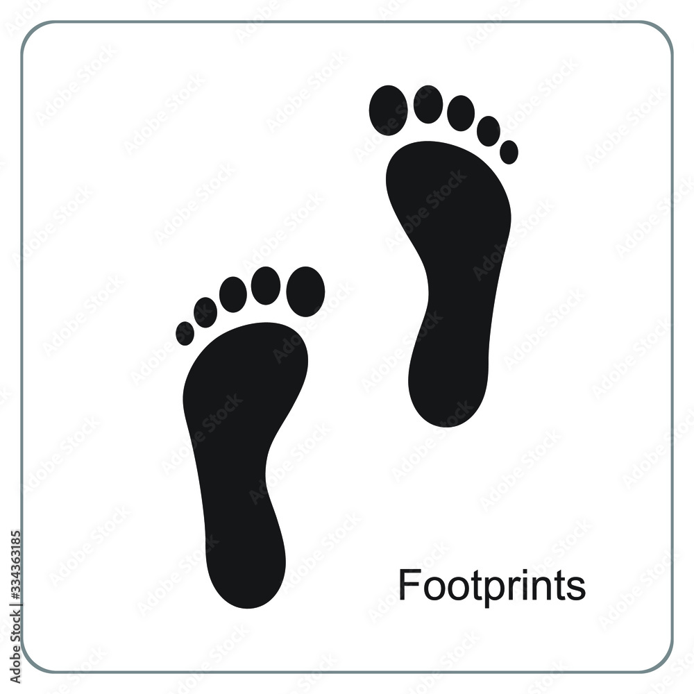  The silhouette of the footprints. footsteps icon or sign for print.  Vector illustration.