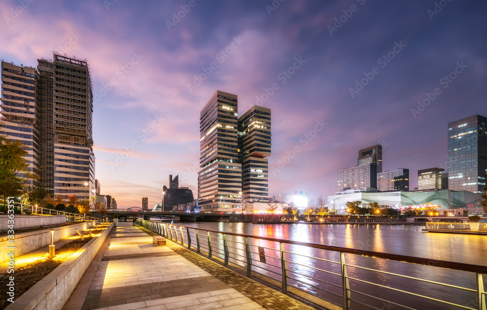 Skyline of urban architectural landscape in Ningbo business district..