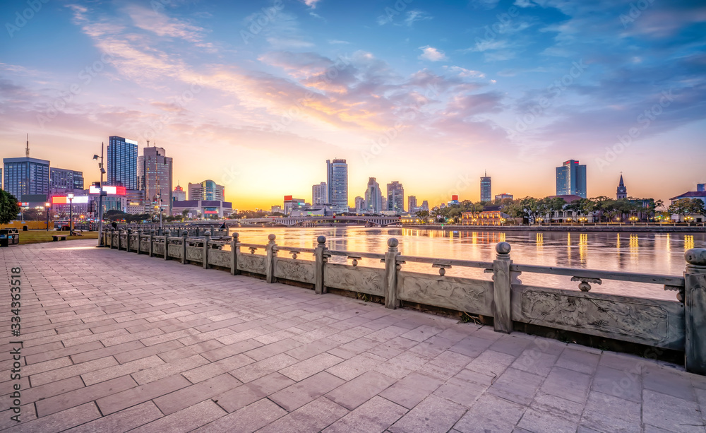 Skyline of urban architectural landscape in Ningbo business district..