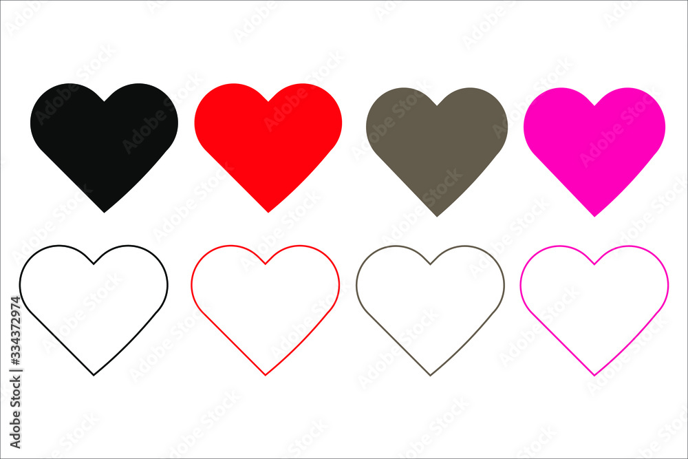 Collection of heart illustrations, Love symbol icon set, love symbol 