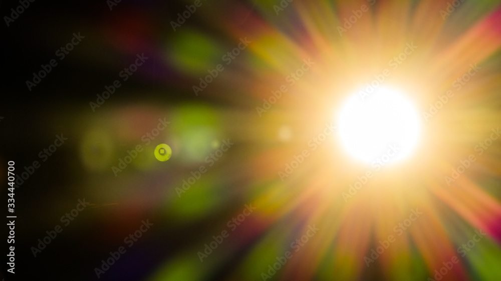 Abstract Natural Sun flare on the black