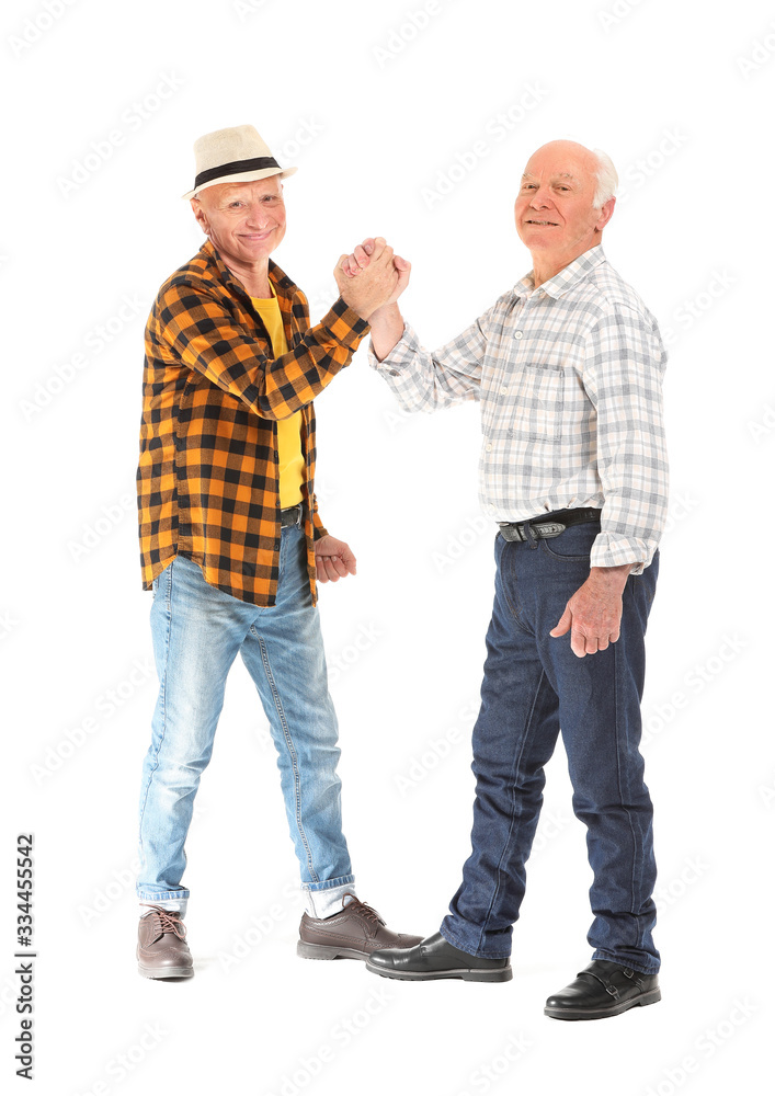 Portrait of elderly men on white background