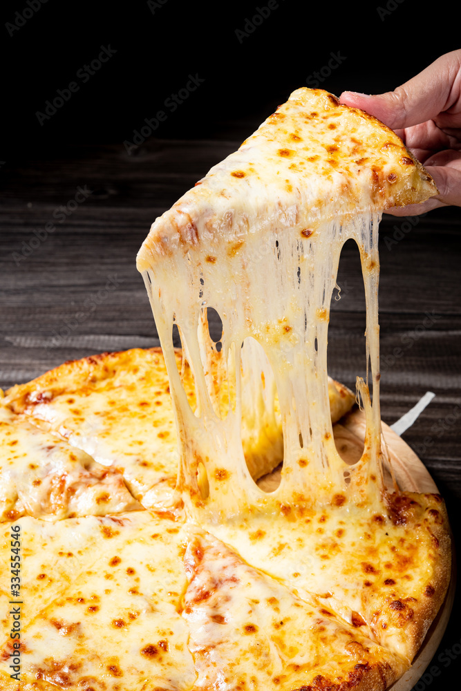 Stretched cheese pizza 