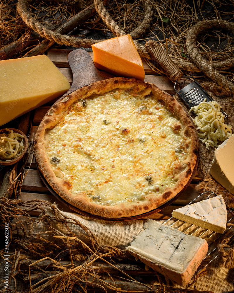 High definition Cheese Pizza with spinach