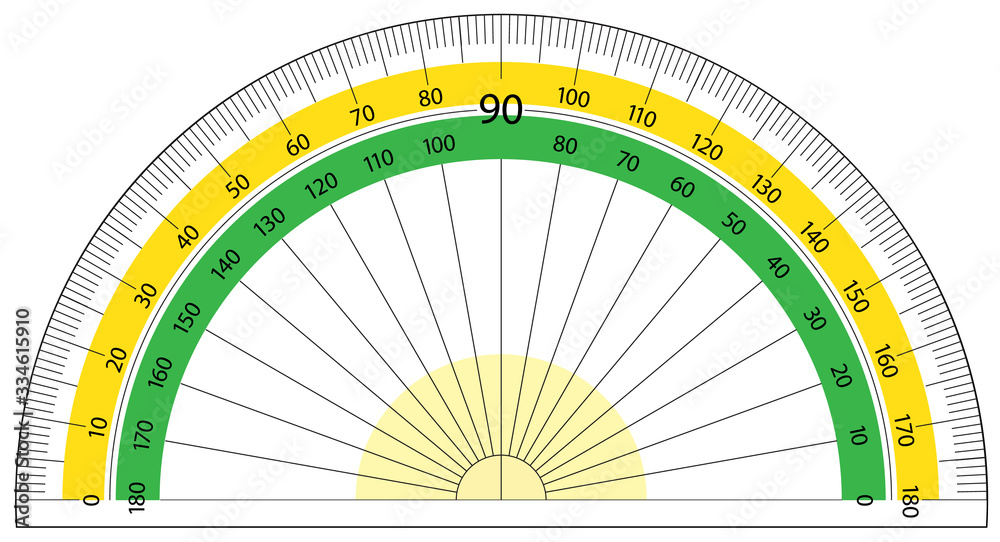 Round protractor on white background