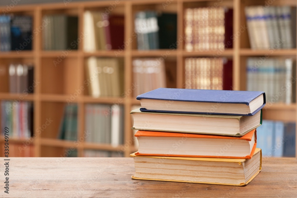 Stack of school books, education and learning concept