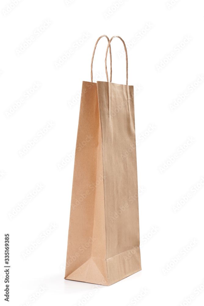 Paper shopping bag on white background