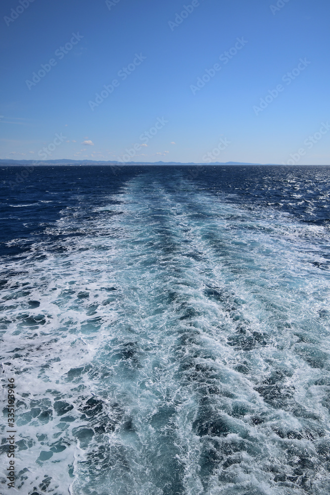 Slipstream behind a Samothraki ferry