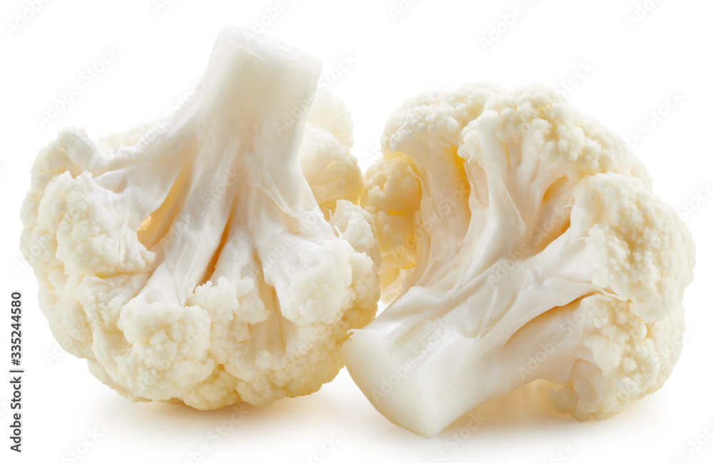 Organic cauliflower with clipping path isolated on a white background