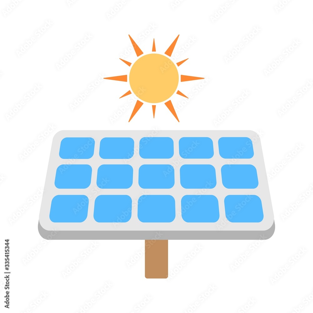 Realistic solar panel icon. Renewable green energy symbol. Perfect icon for environment and ecology 