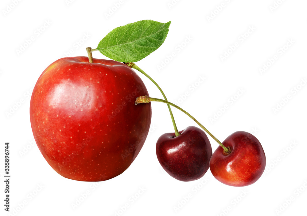 Red apple and sweet cherries