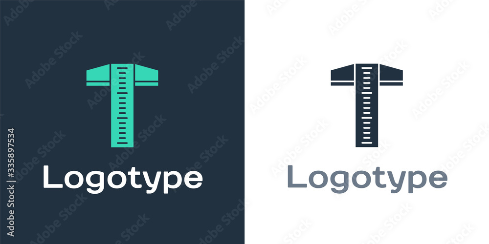 Logotype T-square line for professional drafting icon isolated on white background. Logo design temp