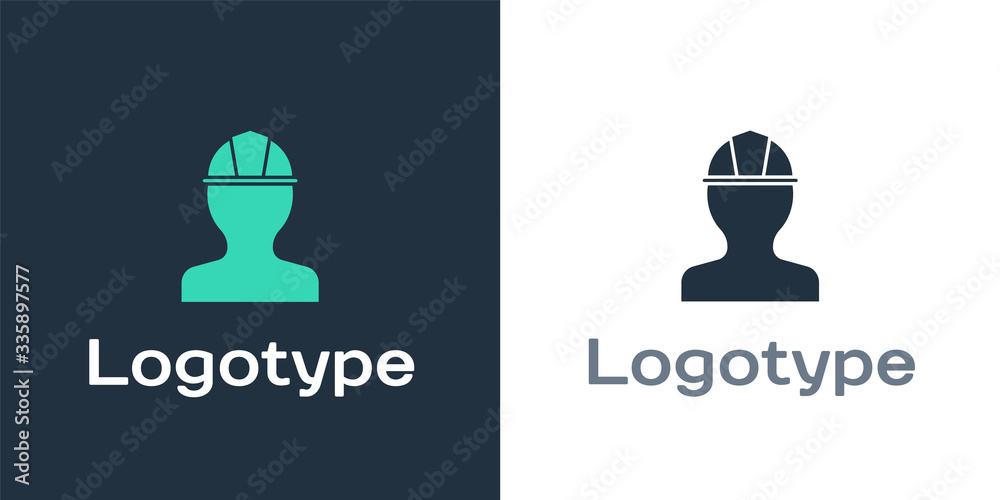 Logotype Worker safety helmet icon isolated on white background. Logo design template element. Vecto