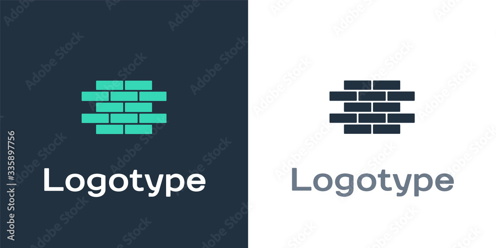 Logotype Bricks icon isolated on white background. Logo design template element. Vector Illustration