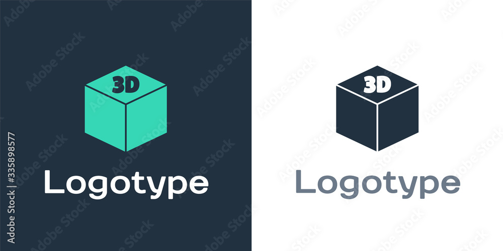 Logotype Isometric cube icon isolated on white background. Geometric cubes solid icon. 3D square sig