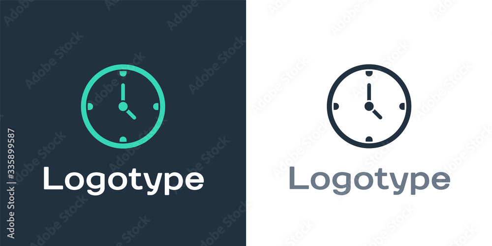 Logotype Clock icon isolated on white background. Time symbol. Logo design template element. Vector 