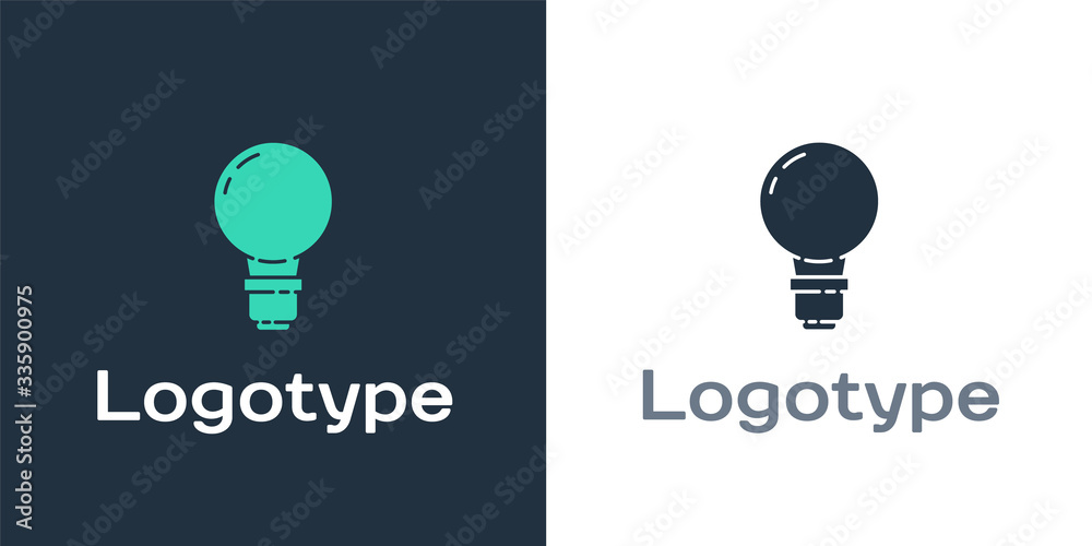 Logotype Light bulb with concept of idea icon isolated on white background. Energy and idea symbol. 