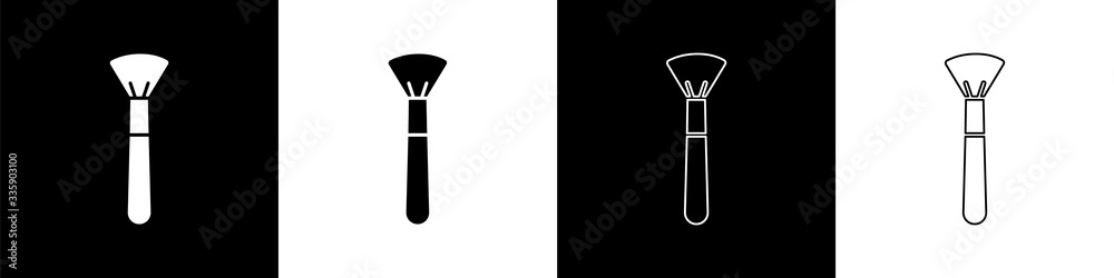 Set Makeup brush icon isolated on black and white background. Vector Illustration