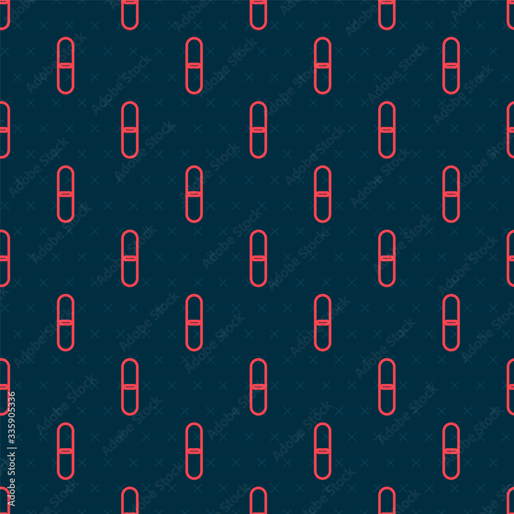 Red line Nail file icon isolated seamless pattern on black background. Manicure tool. Vector Illustr