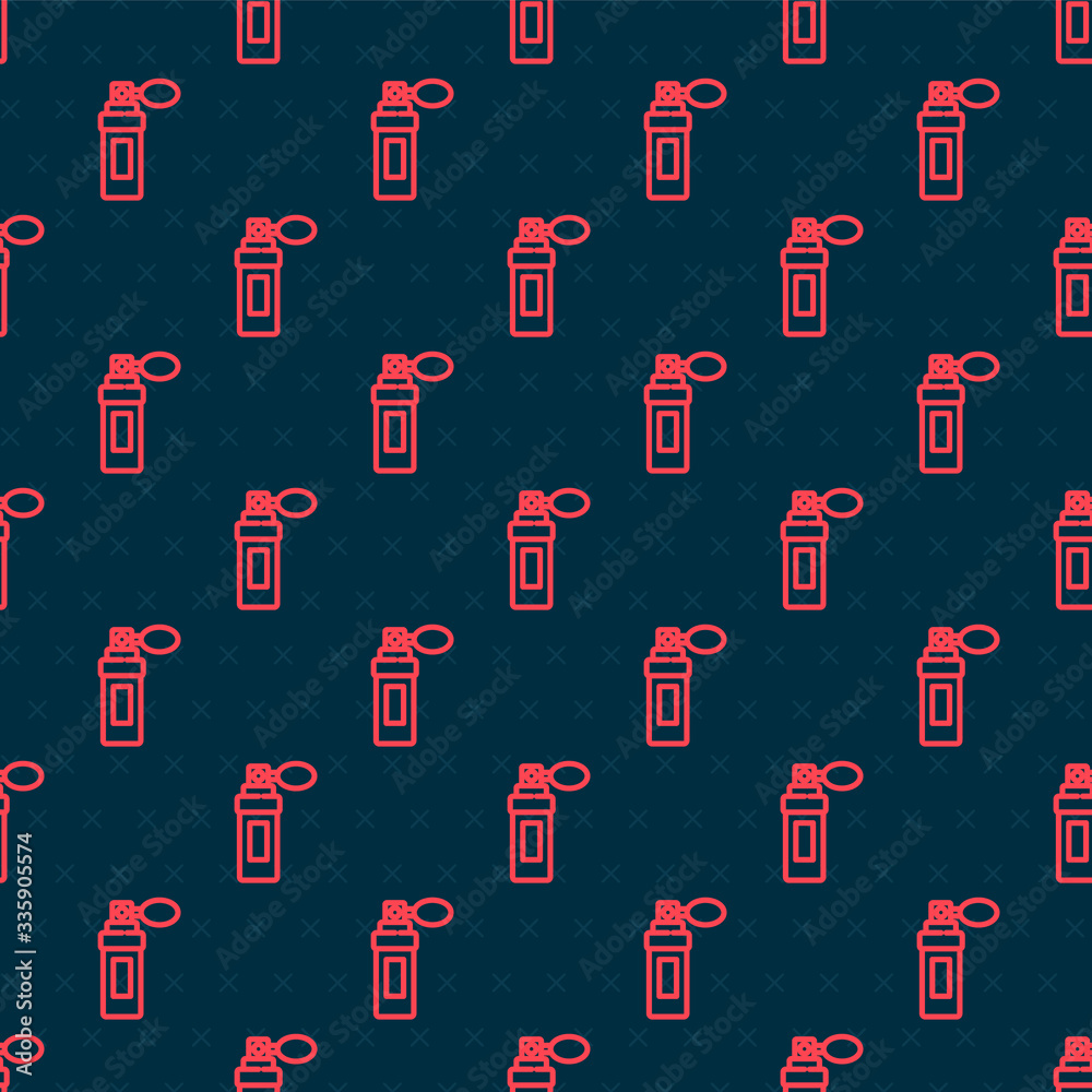 Red line Perfume icon isolated seamless pattern on black background. Vector Illustration