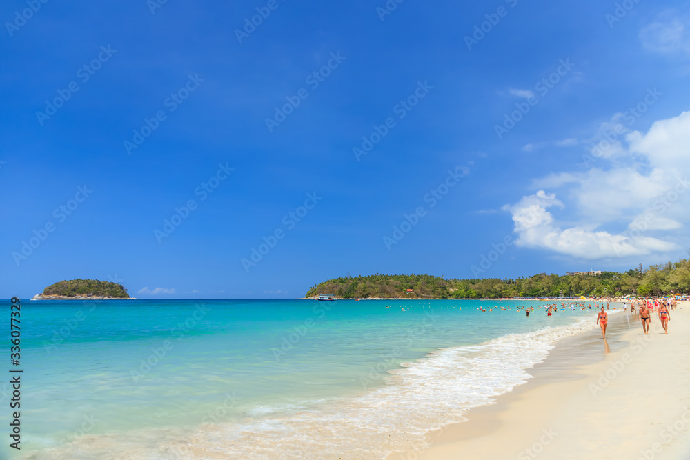 Crystal clear turquoise blue sea at Kata Beach, Phuket, Thailand