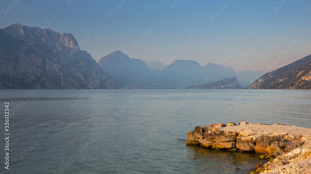 Beautful coastline of Garda lake, northern Italy