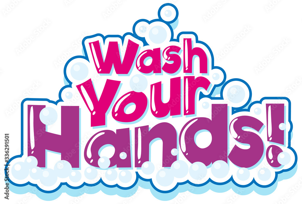 Phrase design for wash your hands in pink