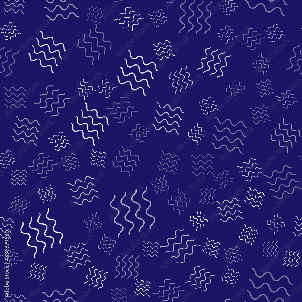 White Wave icon isolated seamless pattern on blue background. Vector Illustration