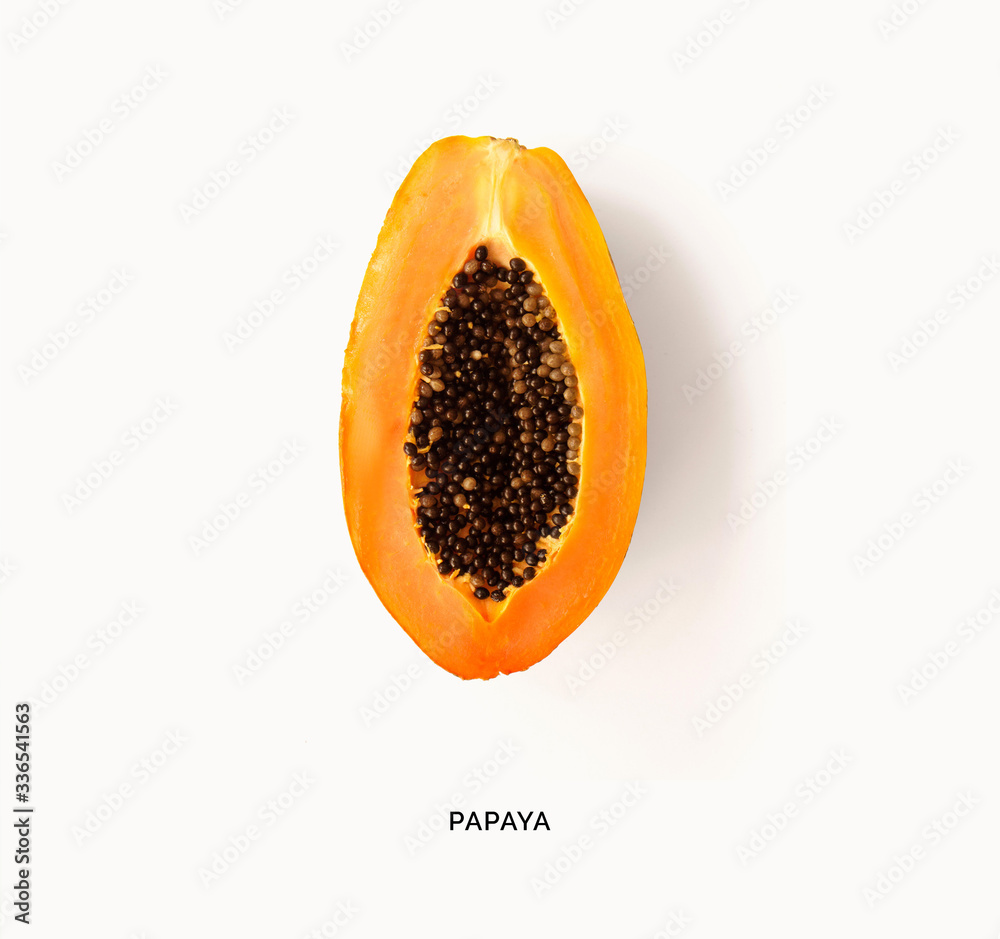 Creative layout made of papaya fruit.  Flat lay. Food concept.