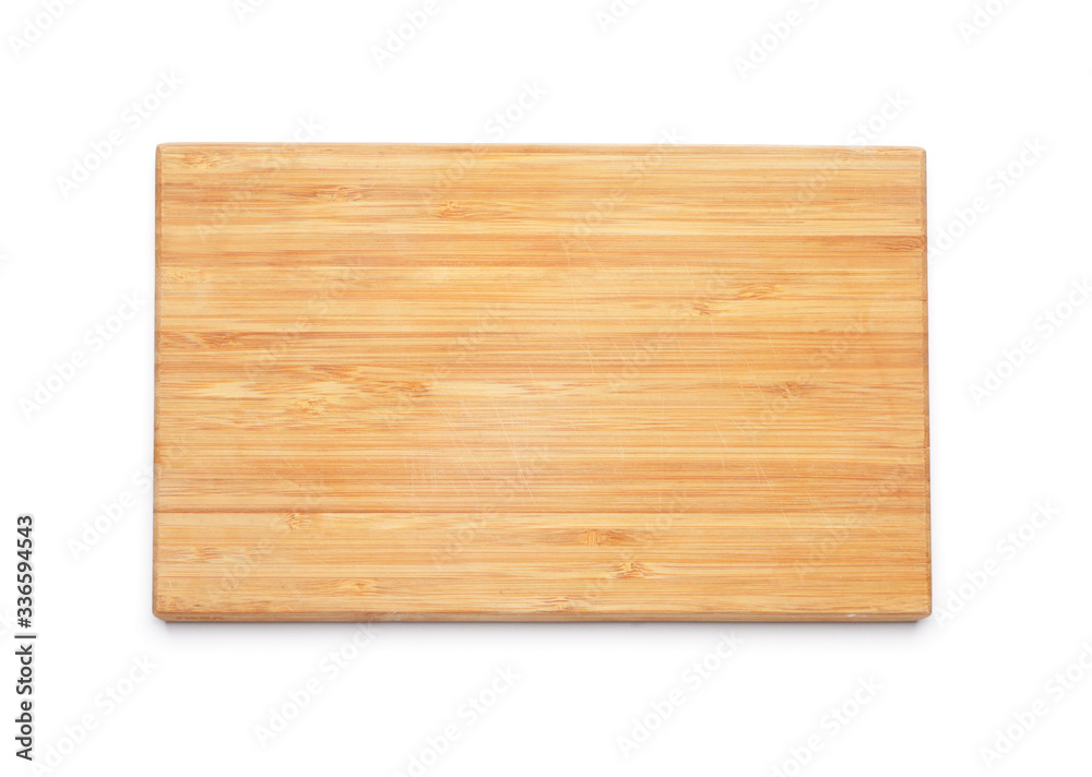 Wooden board on white background