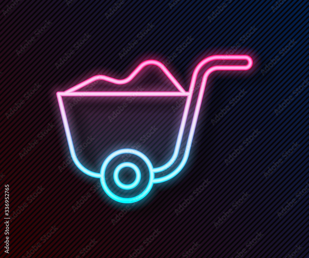 Glowing neon line Shovel icon isolated on black background. Gardening tool. Tool for horticulture, a