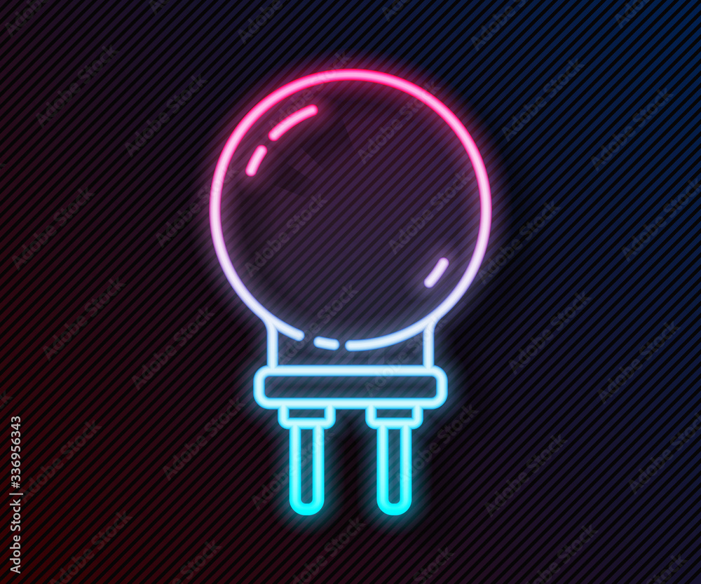 Glowing neon line Light emitting diode icon isolated on black background. Semiconductor diode electr