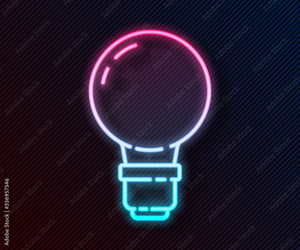 Glowing neon line Light bulb with concept of idea icon isolated on black background. Energy and idea