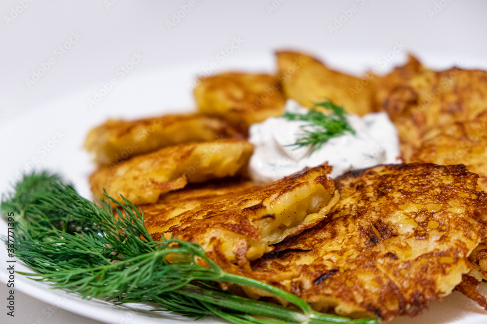 Potato pancakes on the plate