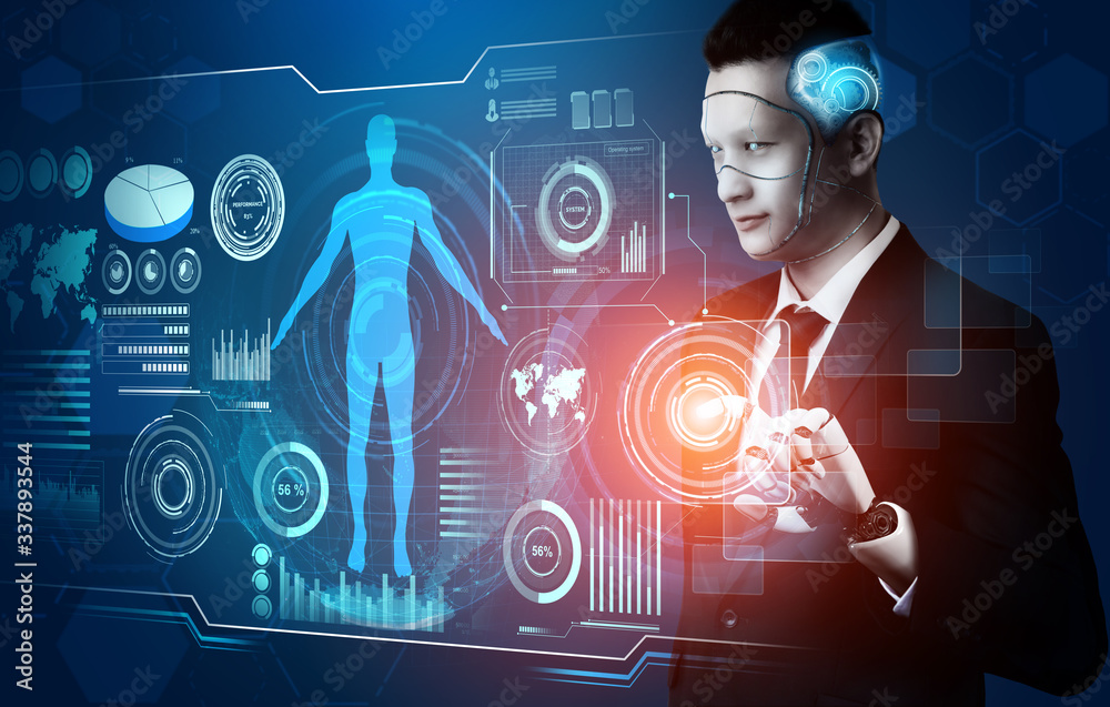 3D渲染未来机器人技术开发、人工智能AI和机器学习